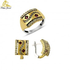 Gümüş Otantik Taşlı Set